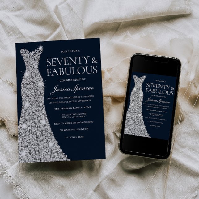 Invitación ¡¡Setenta y fabuloso!! Silver Gown 70 cumpleaños (Subido por el creador)