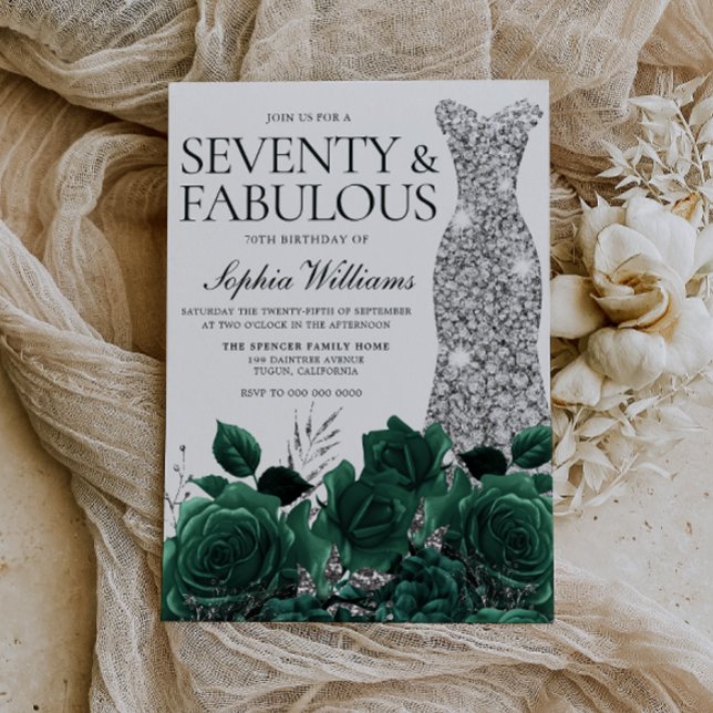 Invitación Setenta y fabuloso verde esmeralda 70 cumpleaños (Subido por el creador)