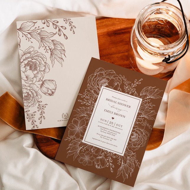 Invitación Sethy Burnt Naranja Botanical Floral Bridal Shower (Subido por el creador)