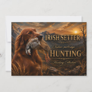 Invitación Setter Irlandés con Perdiz Chucar ,Arte 