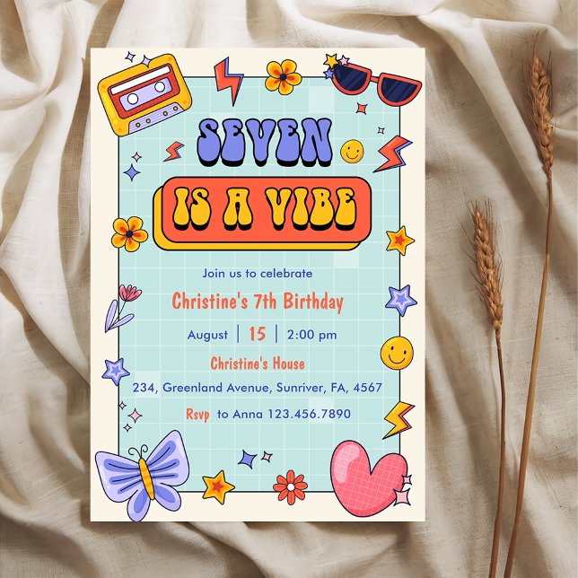 Invitación Seven es una fiesta de cumpleaños de Vibe Groovy H (Subido por el creador)
