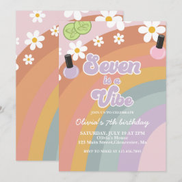 Invitación Seven es una vibra Spa Arcoíris 7 cumpleaños