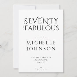 Invitación Seventy and Fabulous Minimal 70th Birthday Party