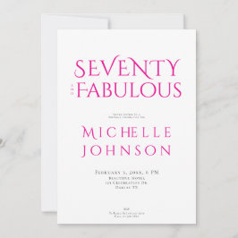 Invitación Seventy and Fabulous Minimal 70th Birthday Party