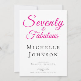 Invitación Seventy and Fabulous Minimal Pink 70th Birthday