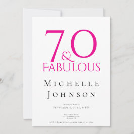 Invitación Seventy and Fabulous Minimal Pink 70th Birthday