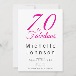 Invitación Seventy and Fabulous Minimal Pink 70th Birthday