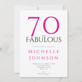 Invitación Seventy and Fabulous Minimal Pink 70th Birthday