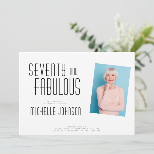 Invitación Seventy and Fabulous Photo 70th Birthday Party (Anverso de pie)