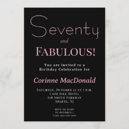 Invitación Seventyand Fabulous Blush Pink 70th Birthday Party