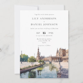 Invitación Seville Spain Watercolor Elegant Wedding