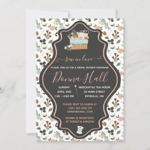 Invitación ¡Sew! Bordados, ducha de novia floral