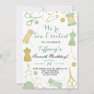 Invitación Sew Emocionado Cumpleaños de la Costura