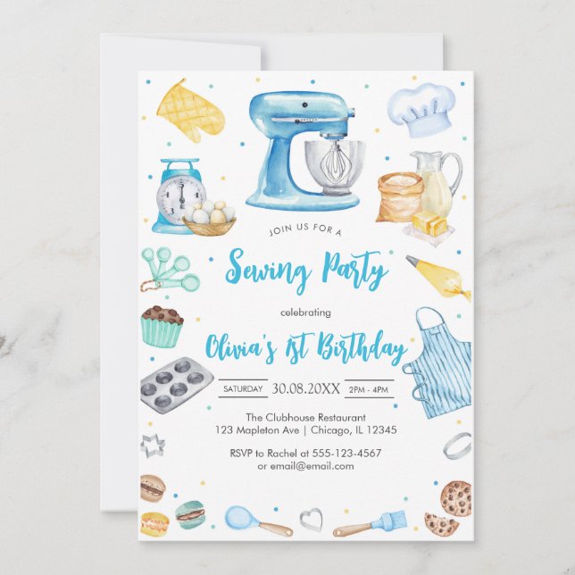 Invitación Sewing Party Birthday Invitation (Anverso)