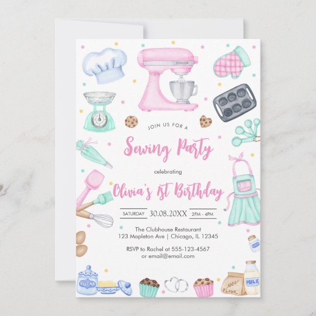 Invitación Sewing Party Birthday Invitation (Anverso)