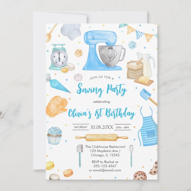 Invitación Sewing Party Birthday Invitation (Anverso)
