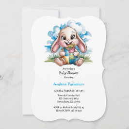 Invitación Sewn Patchwork Cute Bunny & Pacifier Baby Shower
