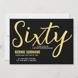 Invitación Sexagésimo cumpleaños 60 simple fiesta de cumpleañ