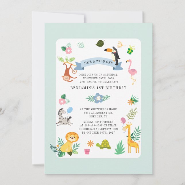 Invitación Sexo animal salvaje de un azerbaiyano Primer cumpl (Anverso)