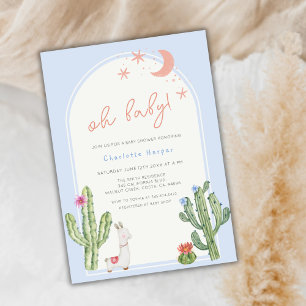 Invitación Sexo azul Neutral Boho Arch Cactus Baby Shower