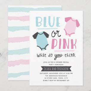 Invitación Sexo azul o rosa del bebé revelan ducha Fiesta
