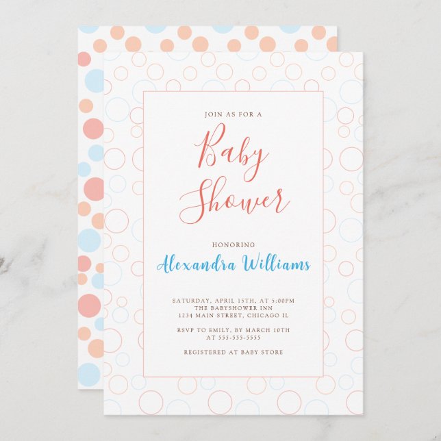 Invitación Sexo Baby Shower colorido neutro simple (Anverso / Reverso)