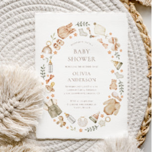Invitación Sexo Boho Ropa Neutral para Bebés Baby Shower