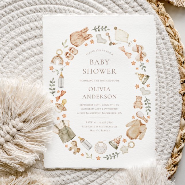Invitación Sexo Boho Ropa Neutral para Bebés Baby Shower (Subido por el creador)