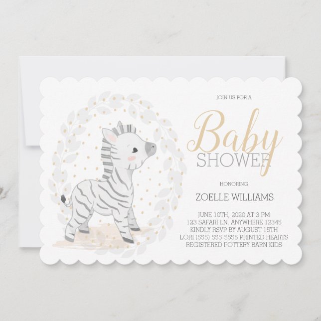Invitación Sexo cebra Safari neutral Baby Shower (Anverso)