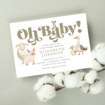 Sexo corto Neutral Baby Farm Animales Baby Shower