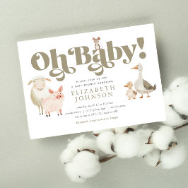 Invitación Sexo corto Neutral Baby Farm Animales Baby Shower