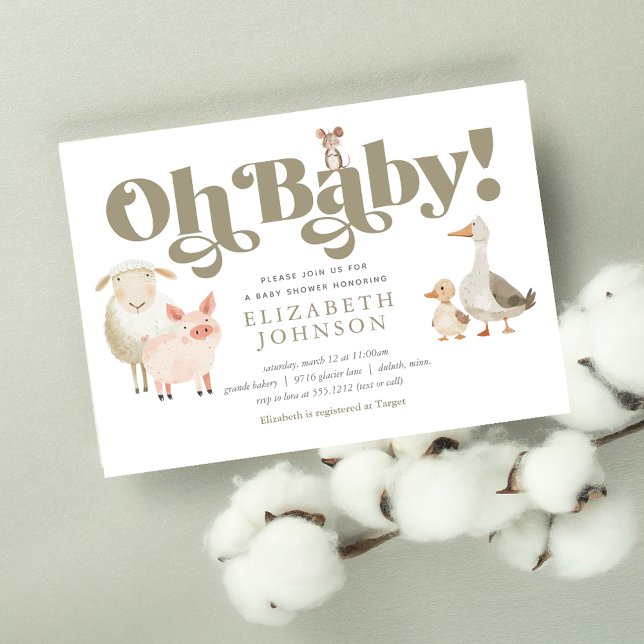 Invitación Sexo corto Neutral Baby Farm Animales Baby Shower (Subido por el creador)