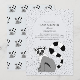 Invitación Sexo corto Neutral Jungla Lemur Nombre Baby Shower