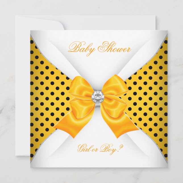 Invitación Sexo de Baby Shower revela puntos blancos amarillo (Anverso)