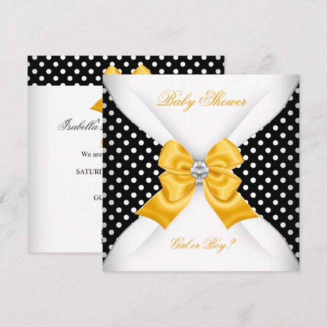 Invitación Sexo de Baby Shower revela puntos blancos amarillo (Anverso / Reverso)