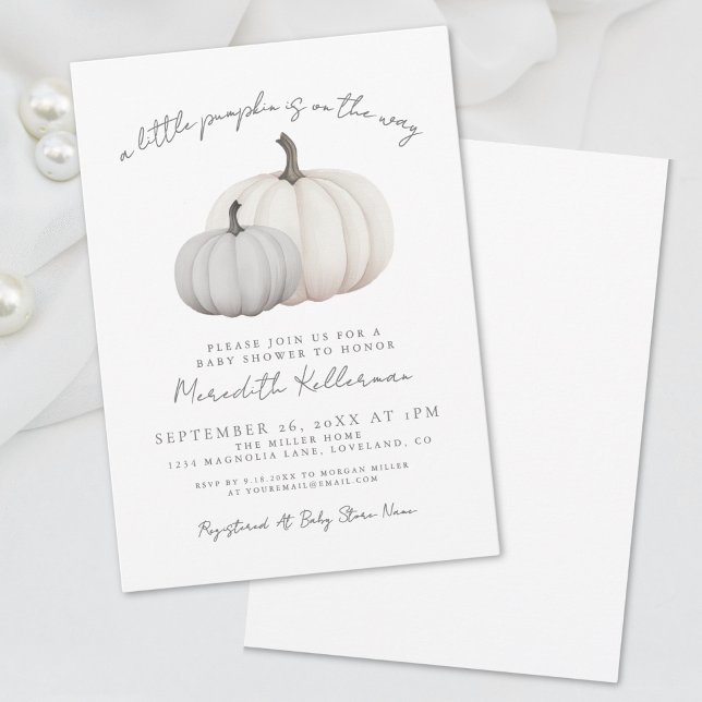 Invitación Sexo de calabaza Baby Shower Caída Neutra (Pumpkin Gender Neutral Fall Baby Shower Invitation)