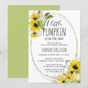 Invitación Sexo de calabaza de girasol Baby Shower neutral