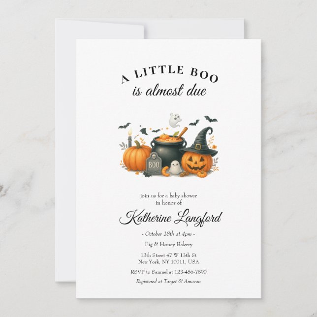 Invitación Sexo de calabaza suave Baby Shower de Halloween ne (Anverso)