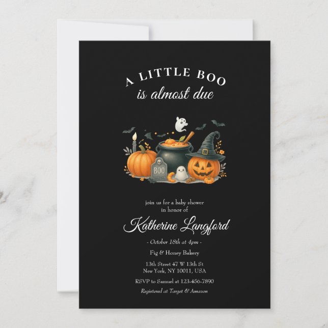 Invitación Sexo de calabaza suave Baby Shower de Halloween ne (Anverso)
