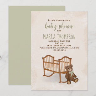 Invitación Sexo de color de agua de Baby Shower Teddy ruso ne