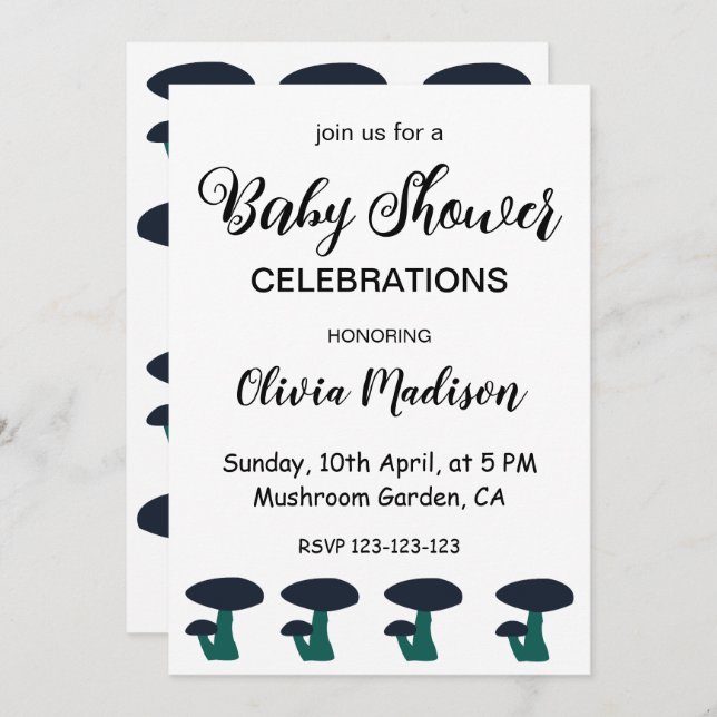 Invitación Sexo de hongos cutáneos Baby Shower neutro (Anverso / Reverso)