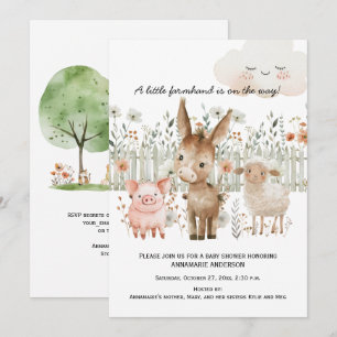 Invitación Sexo de la escena de la granja Animales Baby Showe