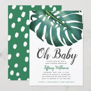 Invitación Sexo de la hoja de monastera tropical Baby Shower 