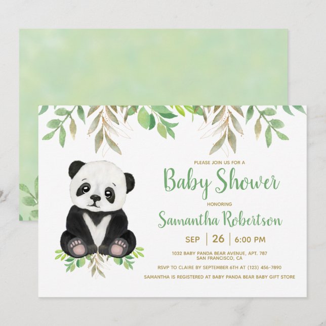 Invitación Sexo de la vegetación del oso Baby Shower neutro (Anverso / Reverso)