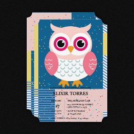 Invitación Sexo de Lechuza Rosa Cute Woodland Baby Shower Neu