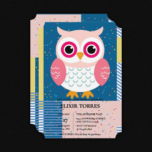 Invitación Sexo de Lechuza Rosa Cute Woodland Baby Shower Neu