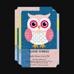 Invitación Sexo de Lechuza Rosa Cute Woodland Baby Shower Neu