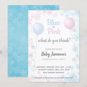 Invitación Sexo de los copos de nieve azules o rosas revelan 