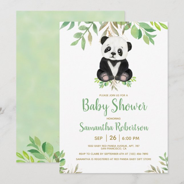 Invitación Sexo de oso suave verde neutro Baby Shower (Anverso / Reverso)