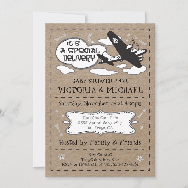 Invitación Sexo de parto especial Baby Shower neutral (Anverso)